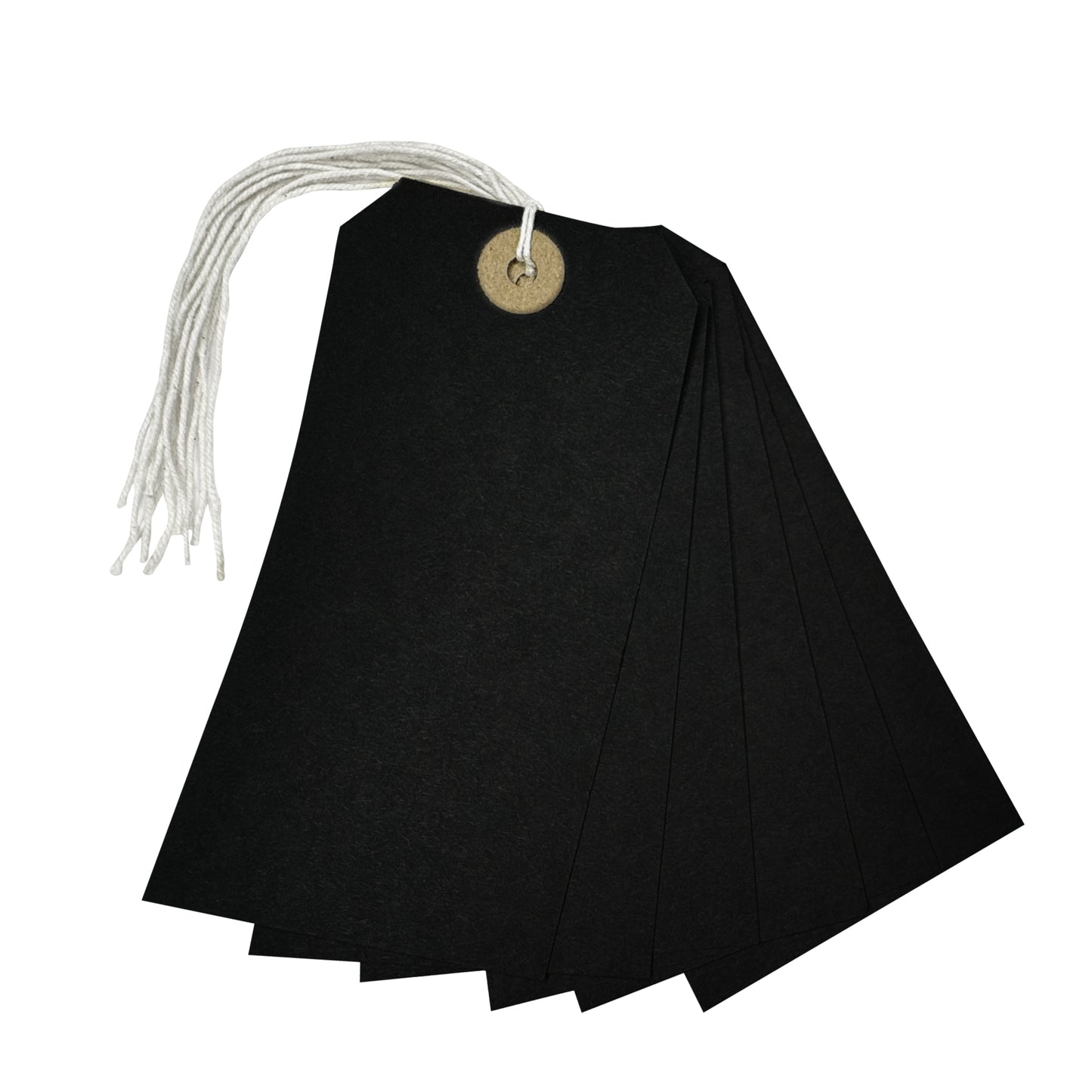 Pack of 100 Black Strung Tags 120mm x 60mm