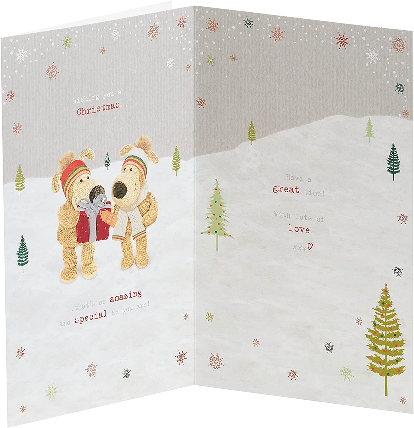 To Friend Boofle Holding a Huge Present Design Christmas Card