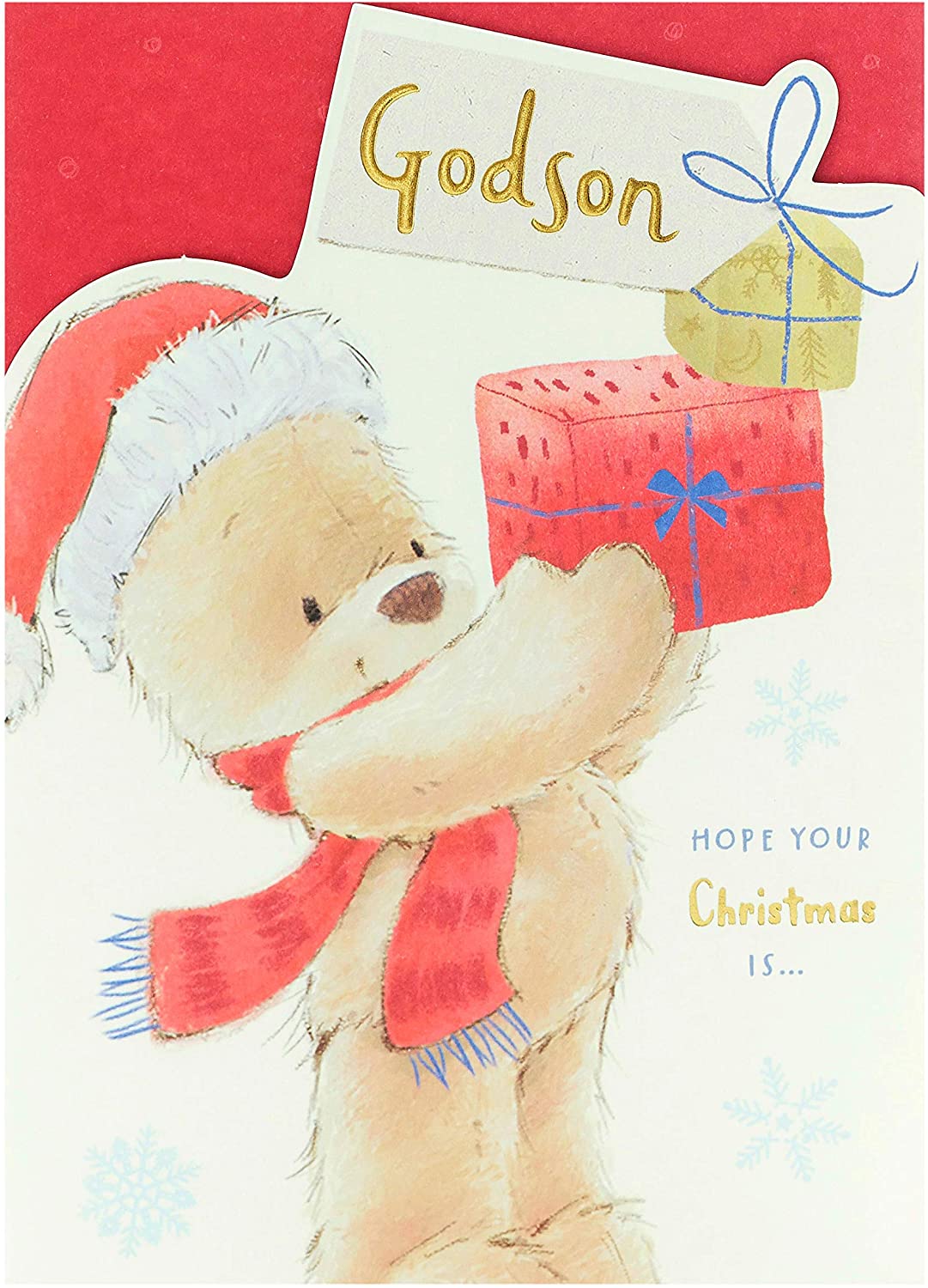 Greeting Christmas Card Cute Teddy Bear Stock Vector (Royalty Free