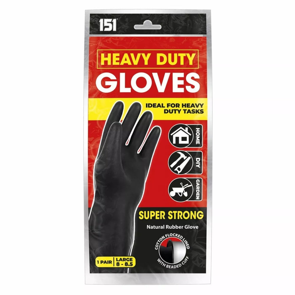 Single Pair Heavy Duty Rubber Glove Large