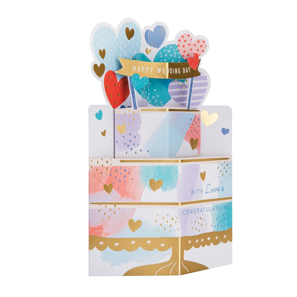3D Pop-Up Colourful Cake Design Wedding Card