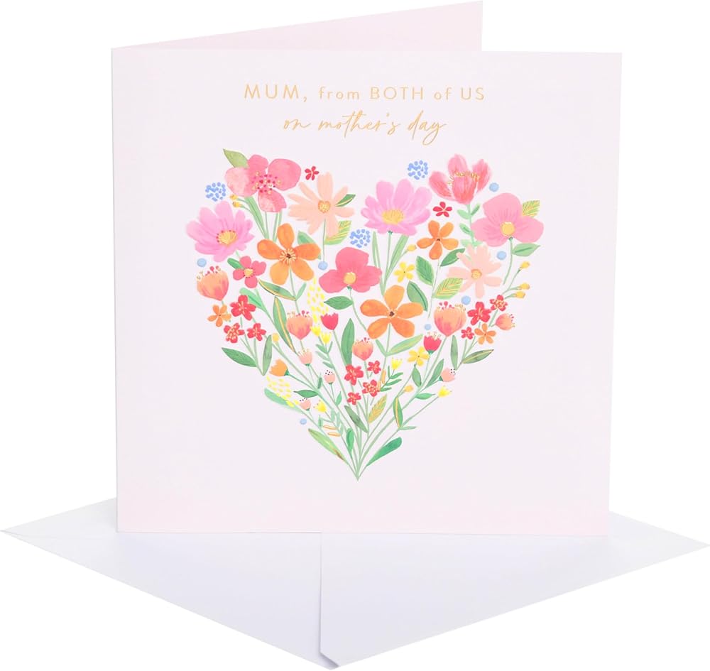 Heart of Painted Flowers Design for Mum from Both Of Us Mother's Day Card
