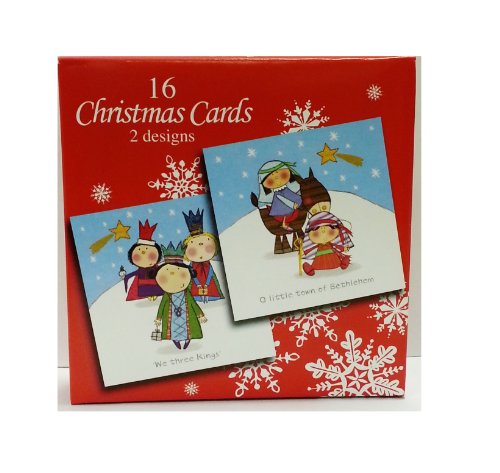 Pack of 16 Christmas Cards 2 Designs - Three Kings & Little Town of Bethlehem