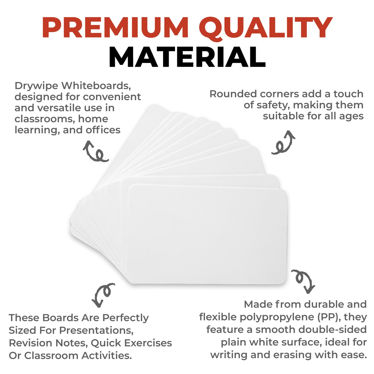 Pack of 72 8x5" Size Dry Wipe Whiteboards - Presentation Card Size