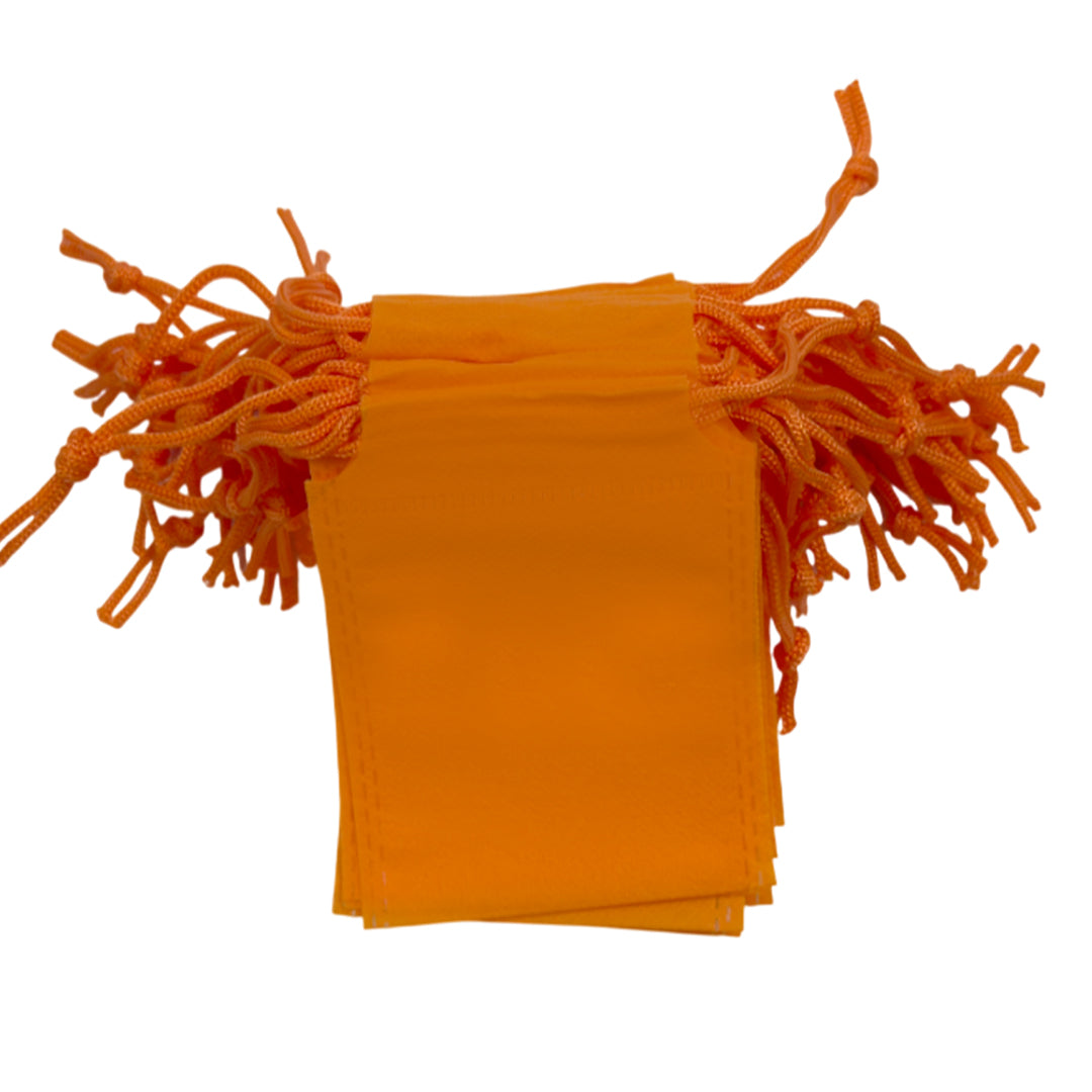 Pack of 50 Orange Coloured 12x9cm Non-Woven Drawstring Bags