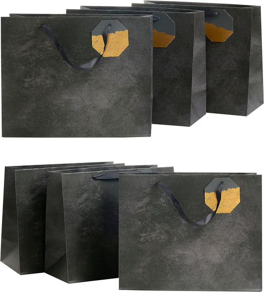 Black Design Multipack Of 6 Large Gift Bags With Tags For HIm, Birthday, Father's Day, Any Occasion