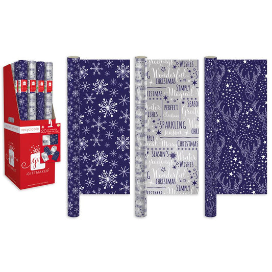 4m Midnight Blue Christmas Gift Wrapping Paper