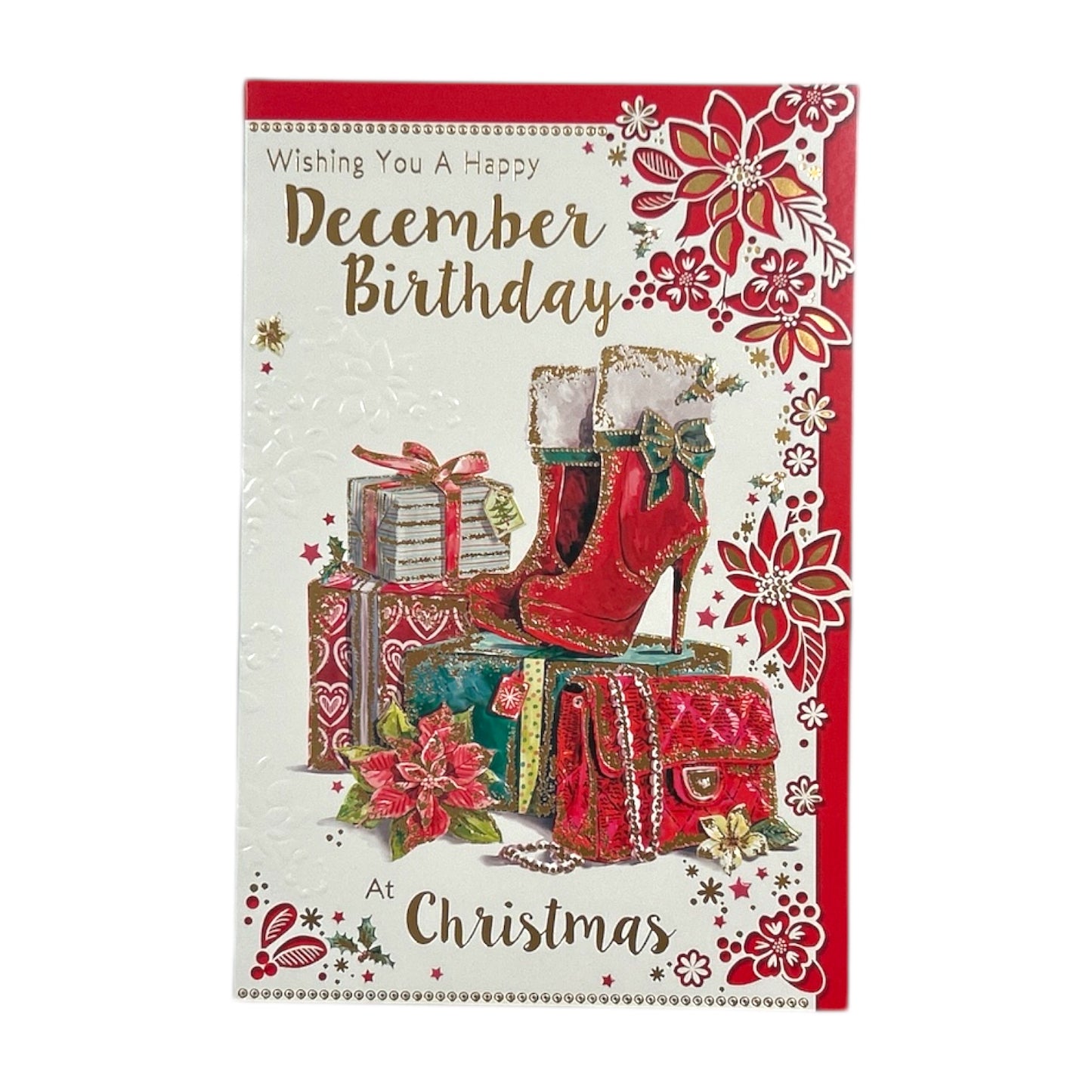 December Birthday Glam & Holiday Wishes Christmas Card