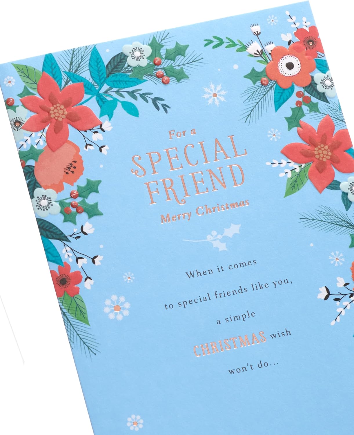 Friend Christmas Card Nice Words Floral Design 