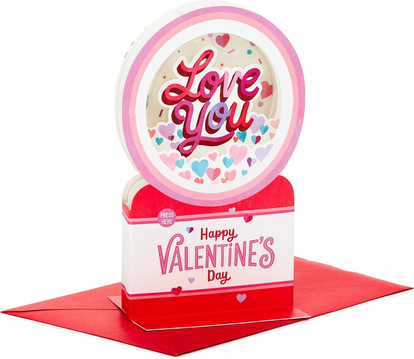 Musical Love You Snow Globe Design Pop Up Valentine's Day Card