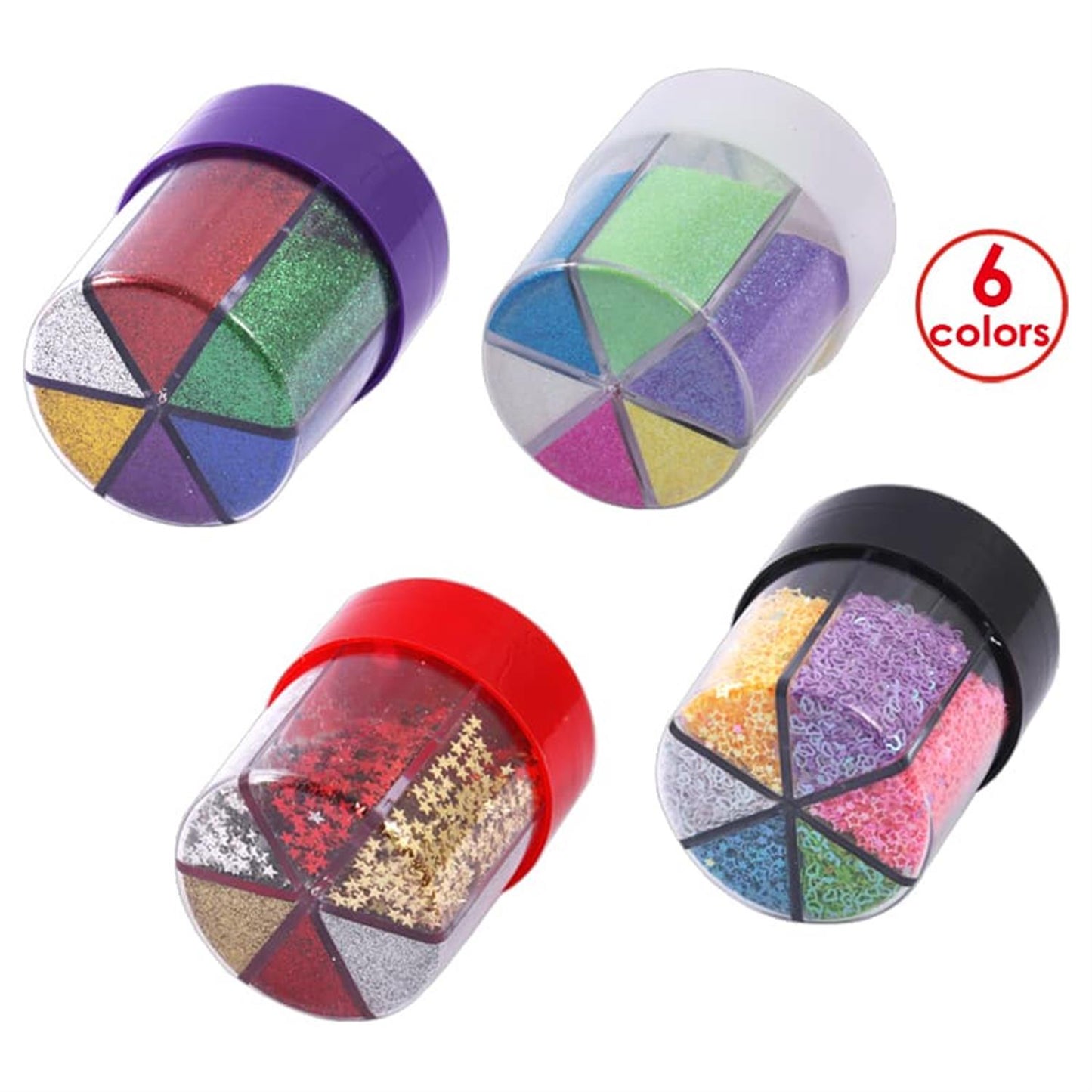 Pack of 6 Colors DIY Decoration Metallic Star Glitters