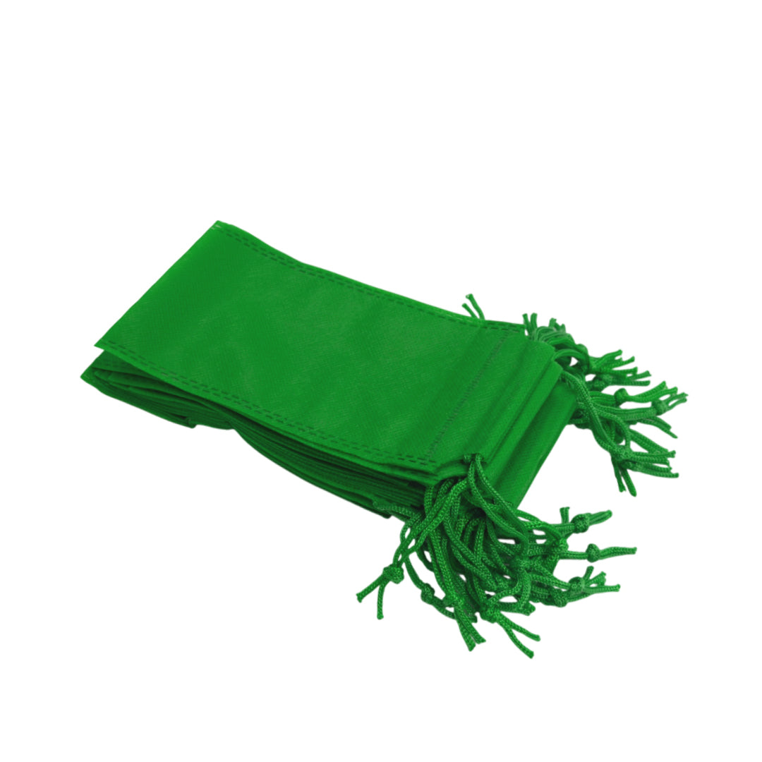 Pack of 100 Dark Green Coloured 48x39cm Non-Woven Drawstring Bags