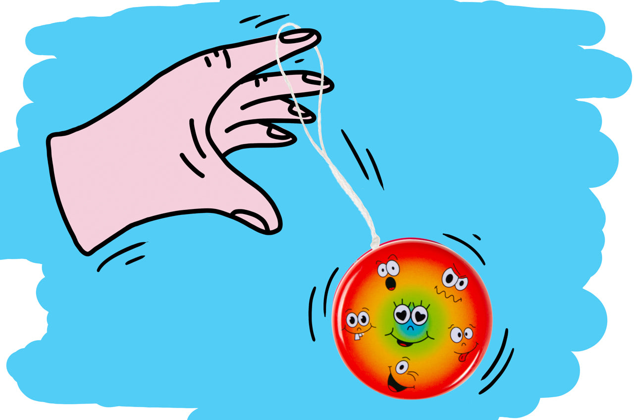 Pack of 12 Metal Yo-Yo Emotions Theme Return Tops