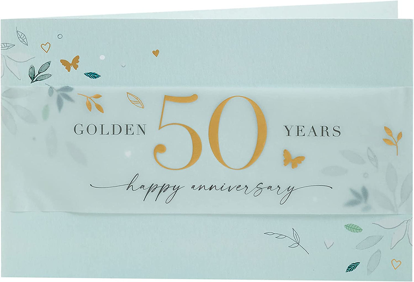 Leaves Design 50th Anniversary Card Golden Togather
