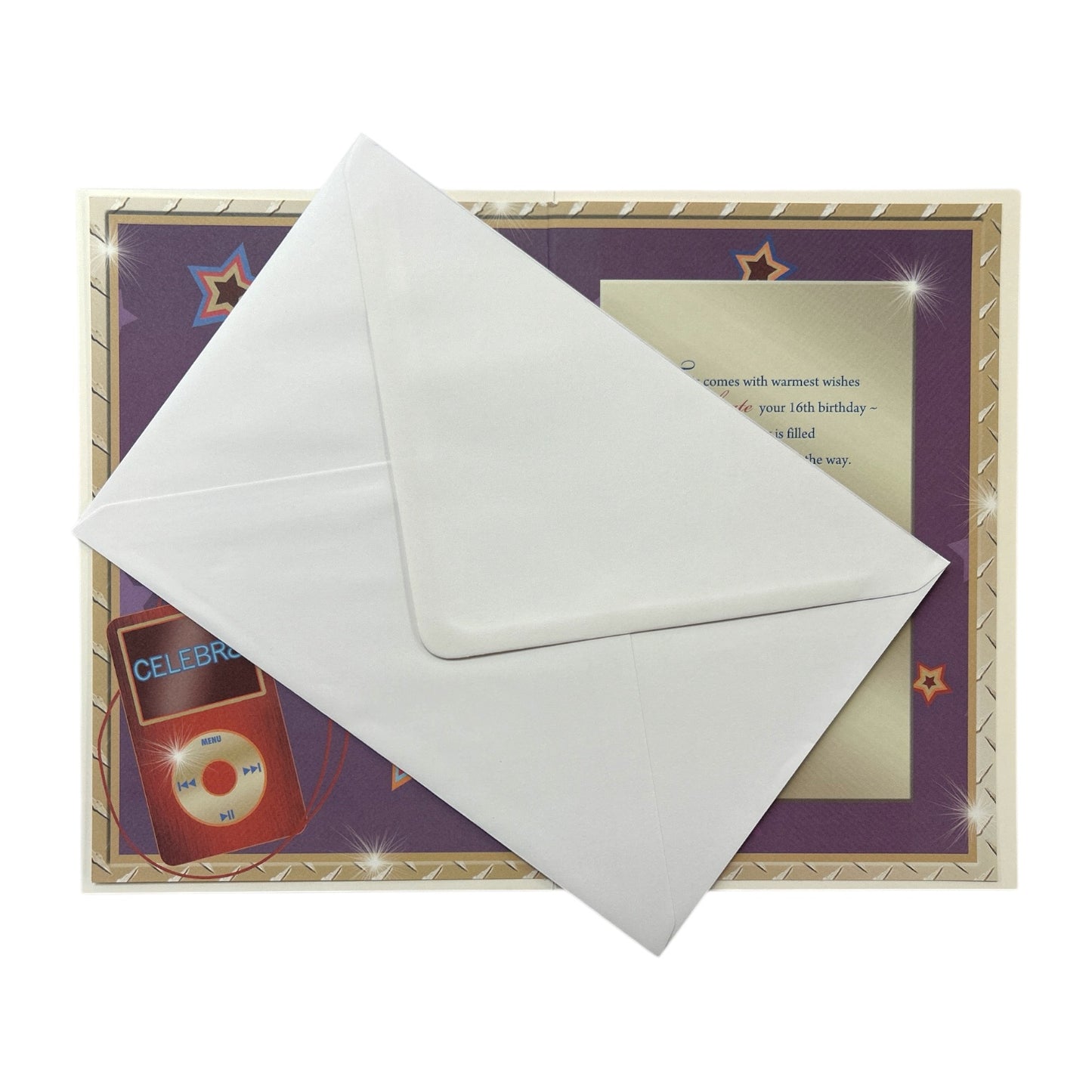 16th Birthday Ipod Headphones & Stars Theme Greeting Card