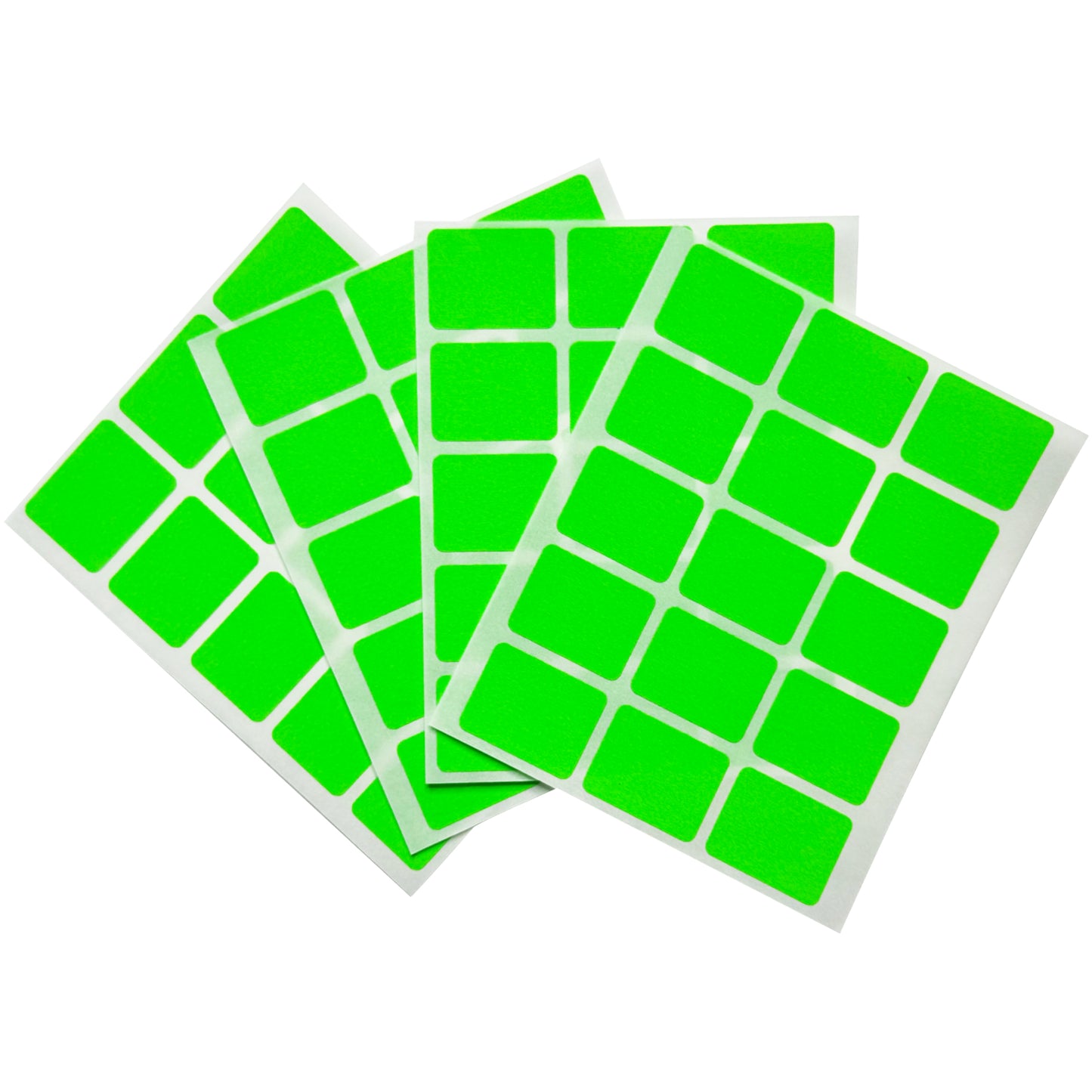 Pack of 60 Fluorescent Green 19x25mm Rectangular Labels - Adhesive Stickers