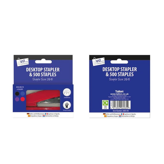 Just Stationery Stapler with 500 No 26 Staples