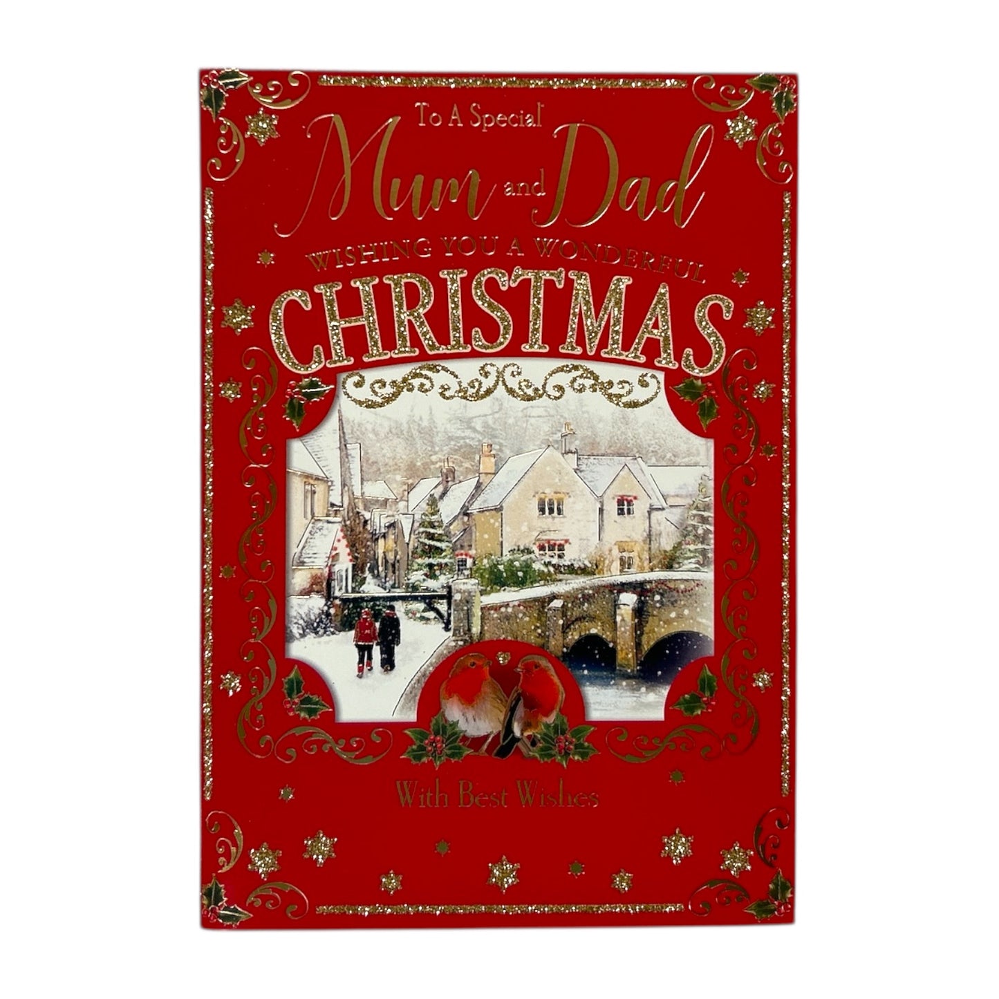 To a Special Mum and Dad Winter Robins Christmas Card