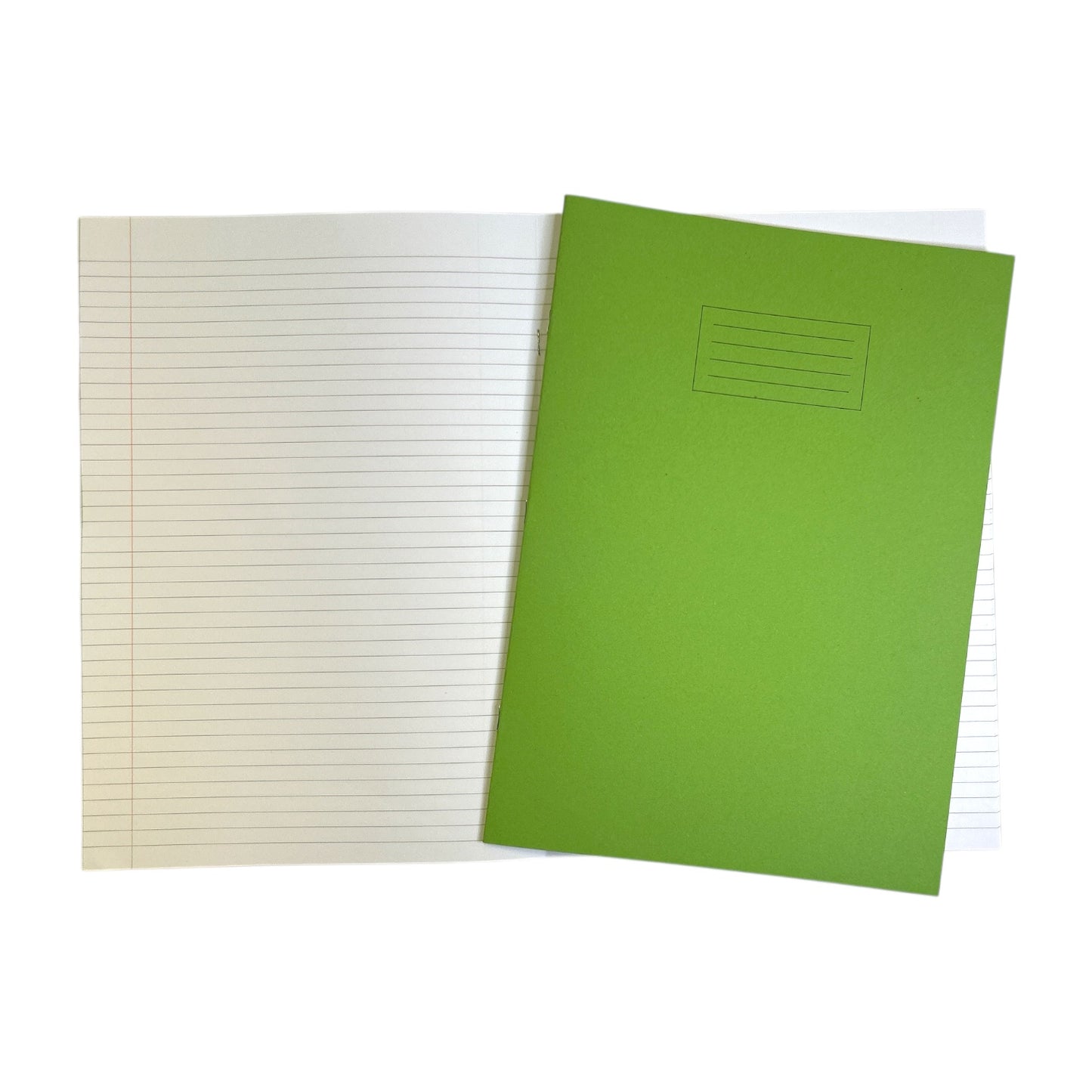 Pack of 10 Janrax A4+ Green 48 Page Feint Ruled and Margin Exercise Books WF Paper with 225gsm Manilla Cover 240x340mm Workbook
