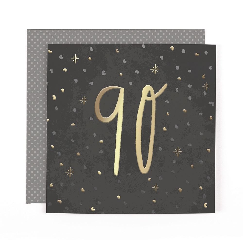 Dots Design Contemporary Luxury Foiled 90th Birthday Card