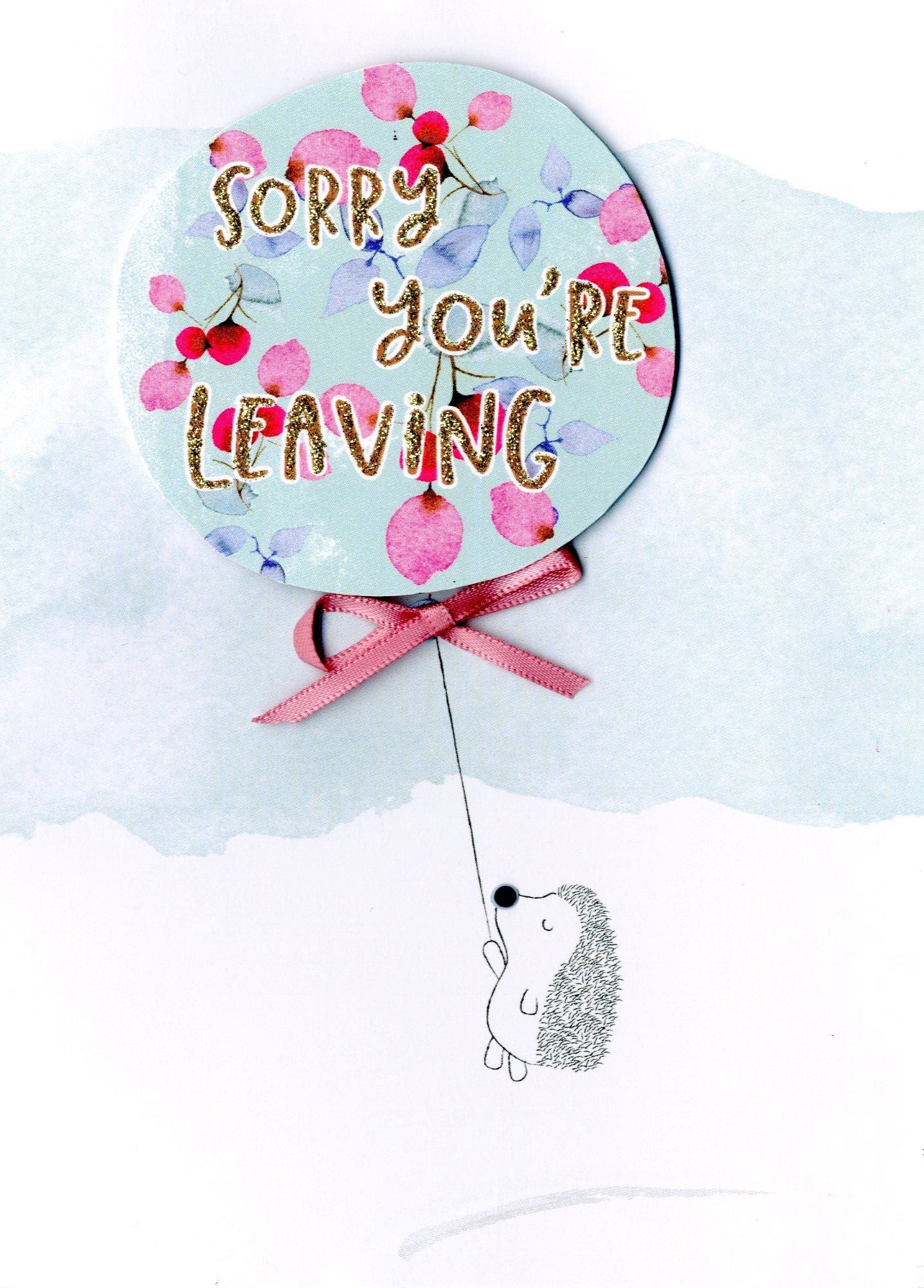 Hedgehog with Balloon Design Sorry You Are Leaving Greeting Card