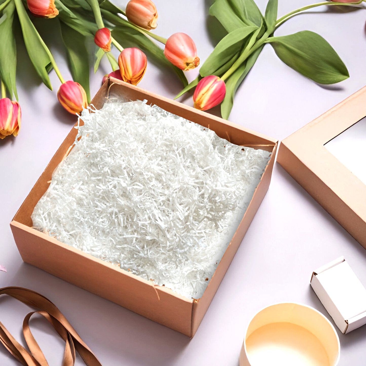 5 Boxes of White Tissue Shred 1kg - Total 5kg