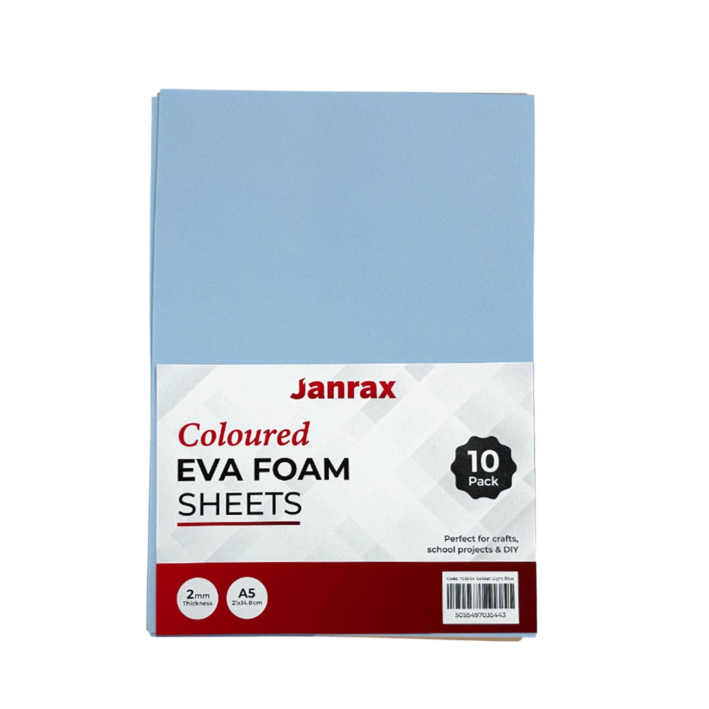 Pack of 50 A5 Light Blue Coloured EVA Foam Sheets