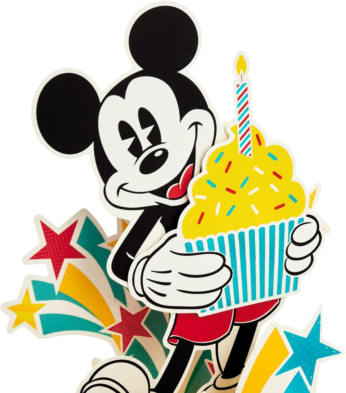 Disney Mickey Mouse with Cupcakes & Stars 3D & Pop Up Birthday Card