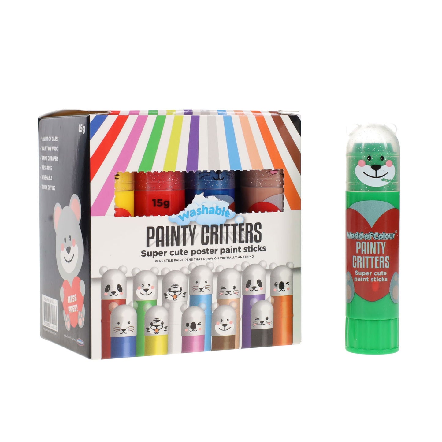 Box of 12 Washable 15g Poster Paint Sticks by World of Colour