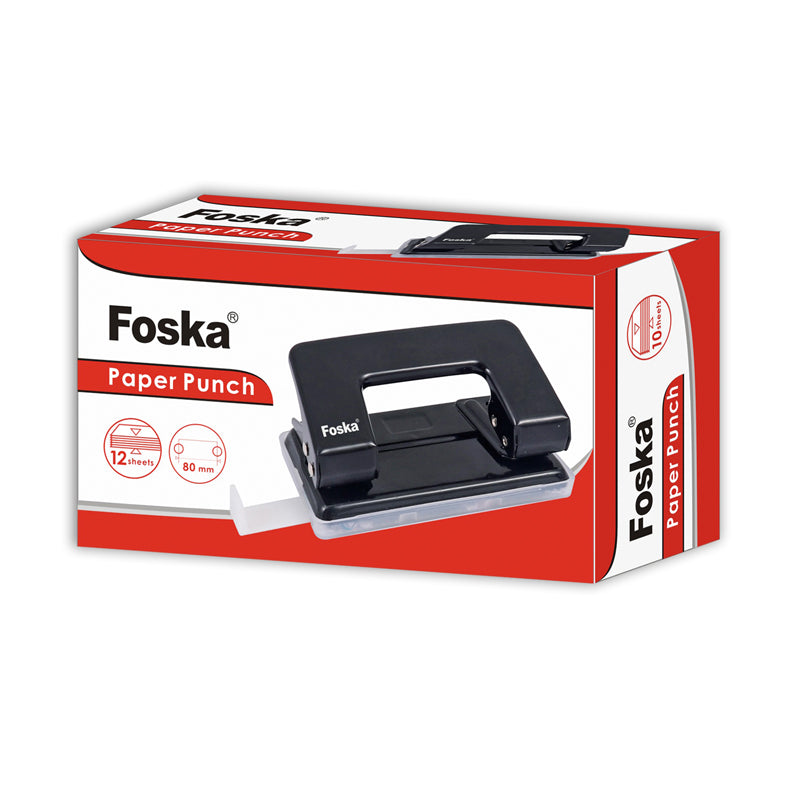 12 Sheet Paper Black Punch Standard 8cm Holes