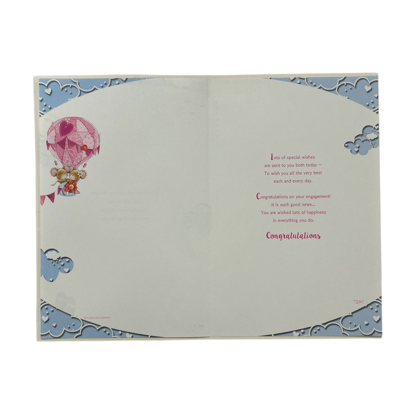 On Your Engagement Couple Mice In Hot Air Balloon Design Congratulations Card