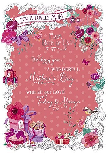 From Both of Us Nice Verse Flower Frame Design Mother's Day Card