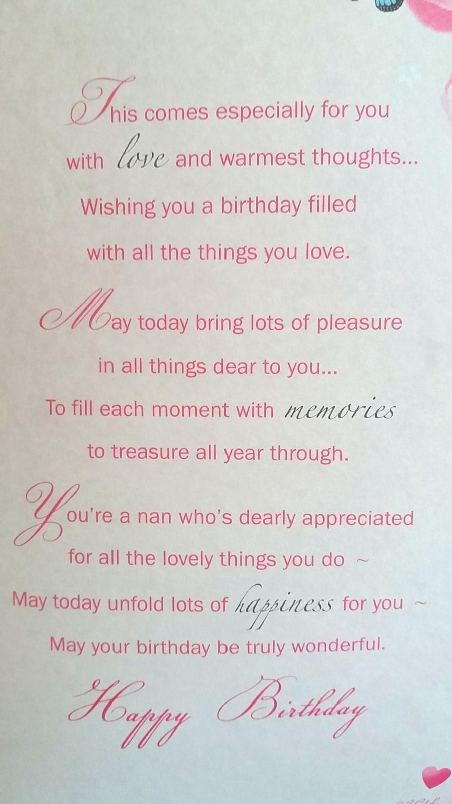 For Nan Floral Design Glitter Finished Birthday Card