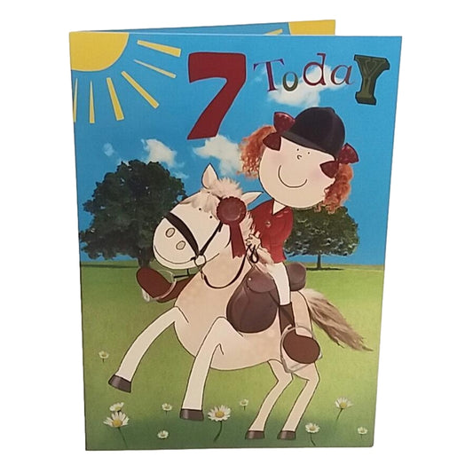 Age 7 Female Juvenile Girl Birthday Greeting Card