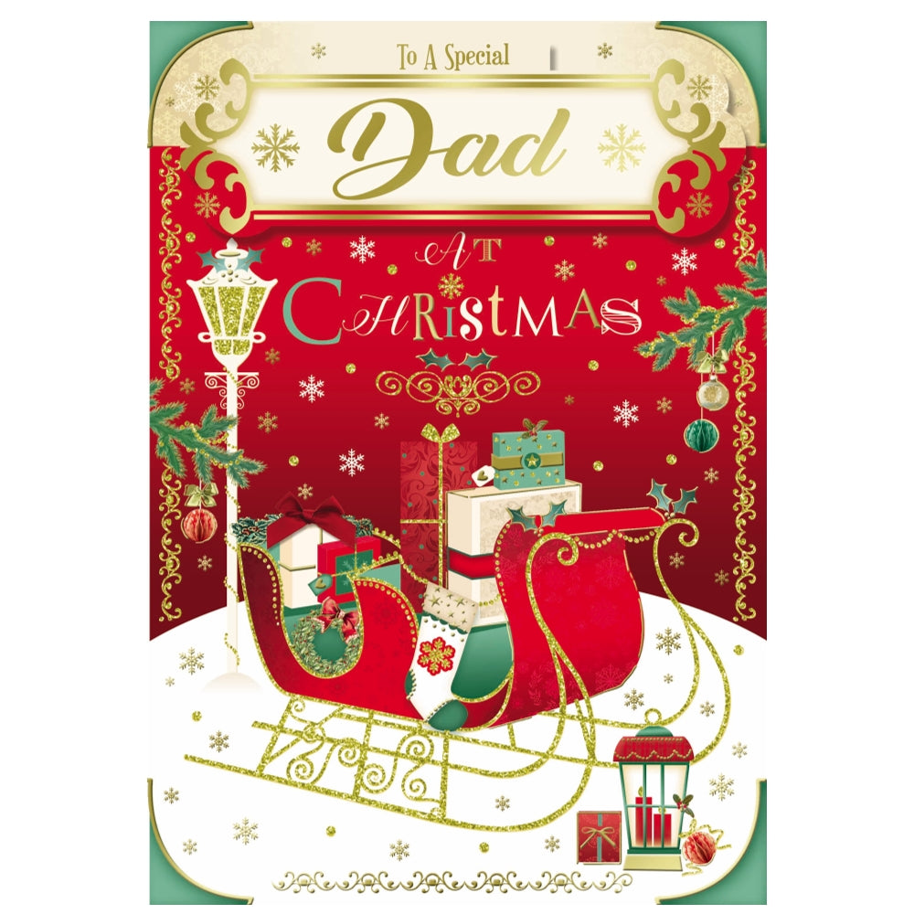 To a Special Dad Sleigh With Gifts Design Christmas Card