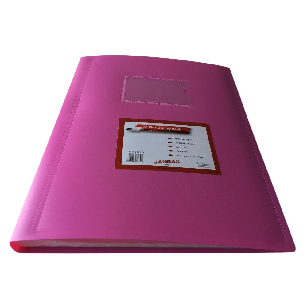 A4 Pink Flexible Cover 100 Pocket Display Book