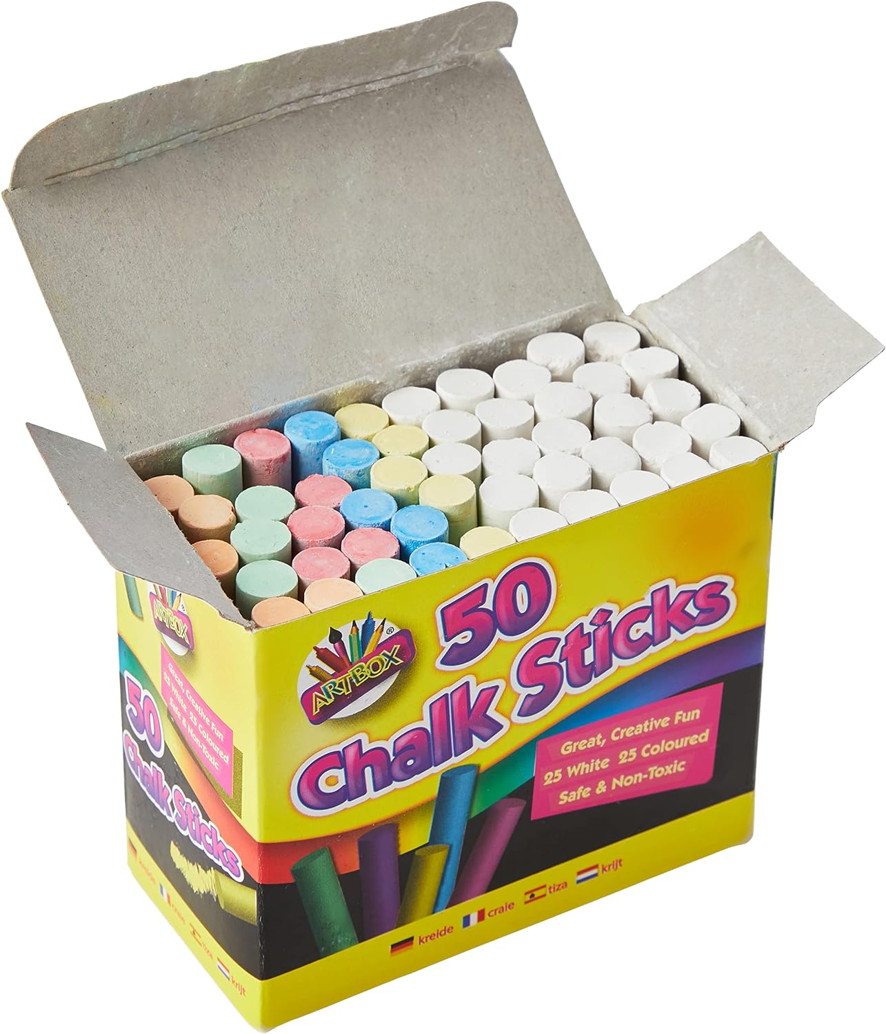 Art Box Chalks - Assorted Colours (Pack of 50)