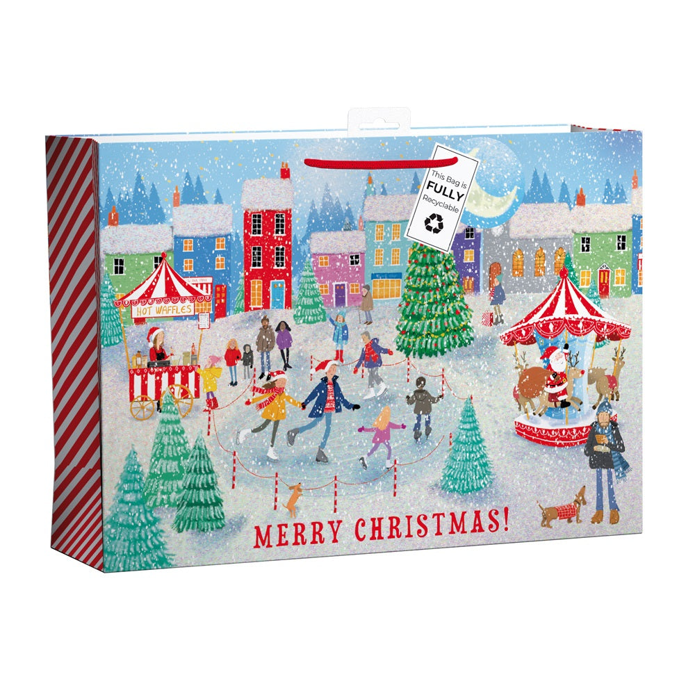 Pack of 12 Winter Village Extra Large Christmas Gift Bags
