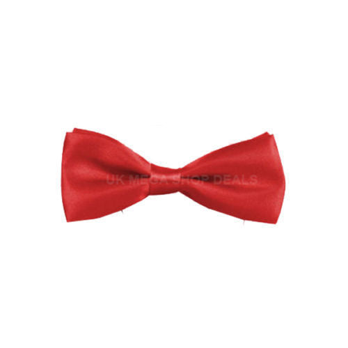 Mens Satin Plain Red Pre Tied Ajustable Bow Tie