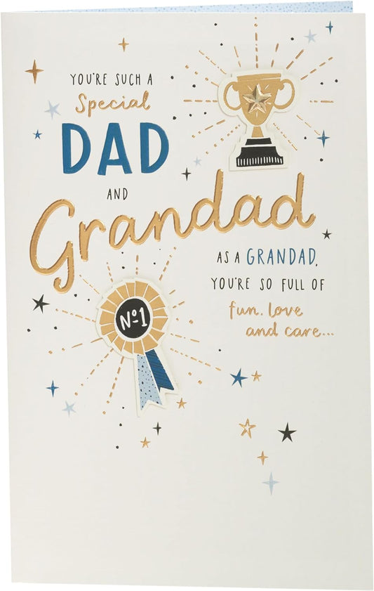 Blue & Gold Design Grandad Father's Day Card