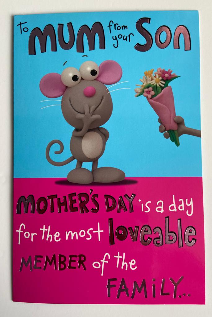 Mum From Your Son Jolly Creatures Design Mother's Day Card