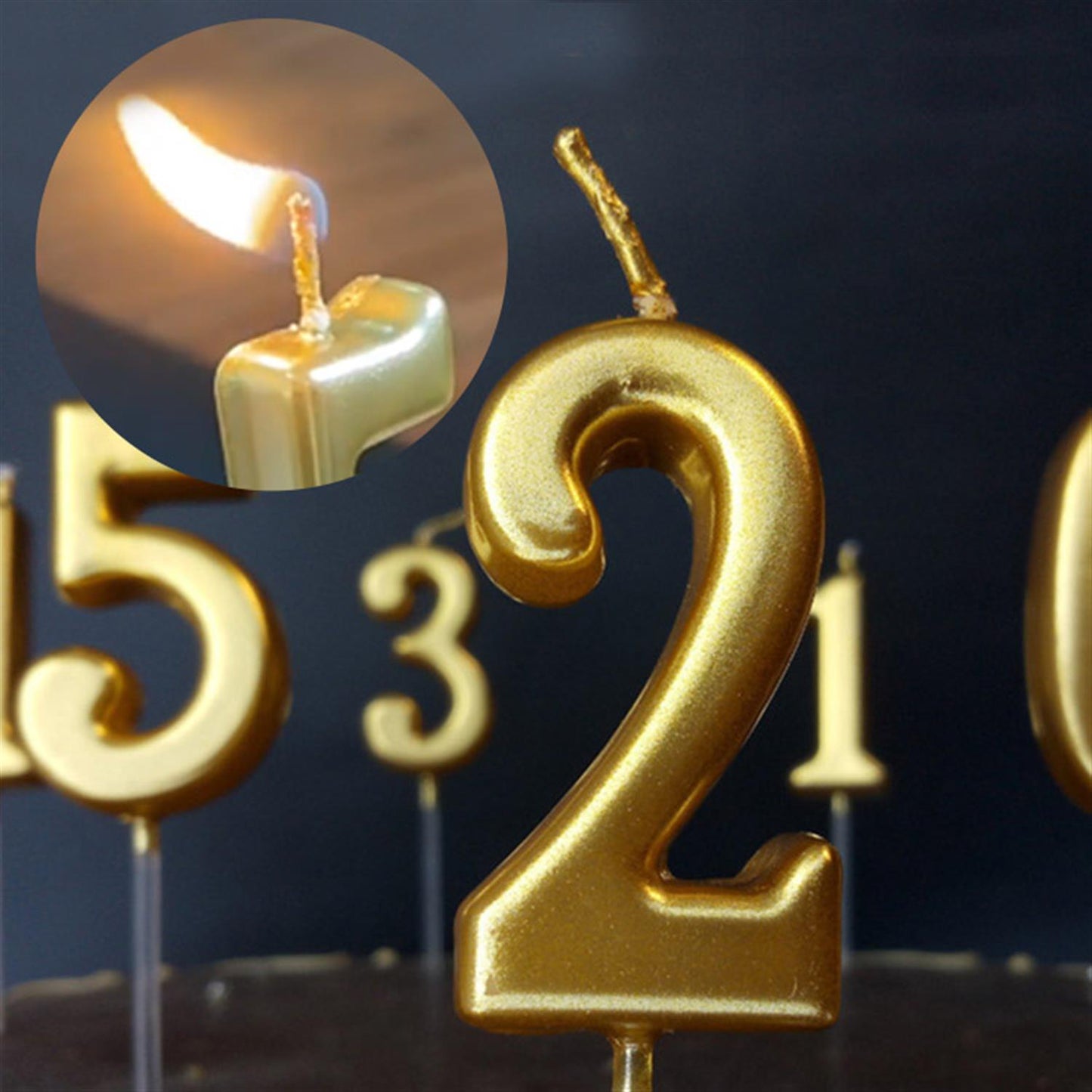 4 Number Gold Candle For Birthday Party - Cake Topper for Kids & Adults