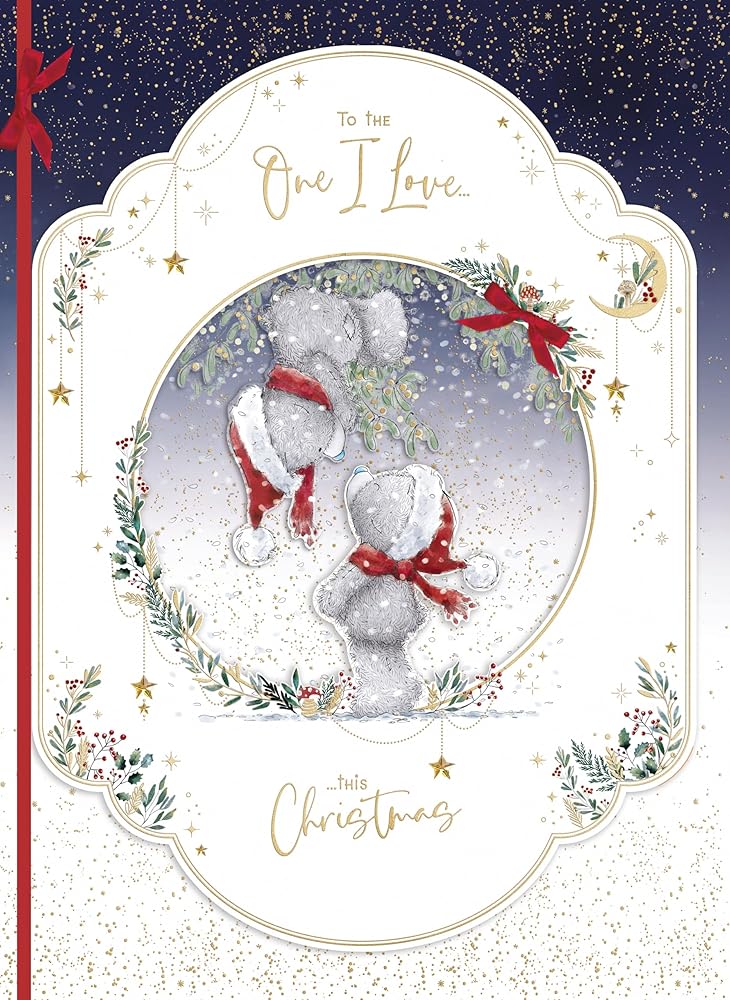 Bears And Tree Kissing One I Love Luxury Handmade Christmas Card In Keepsake Box