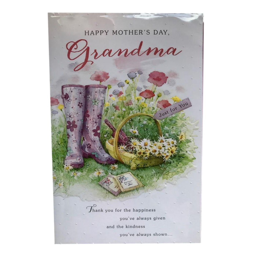Grandma Wellies And Flowers Mother's Day Card