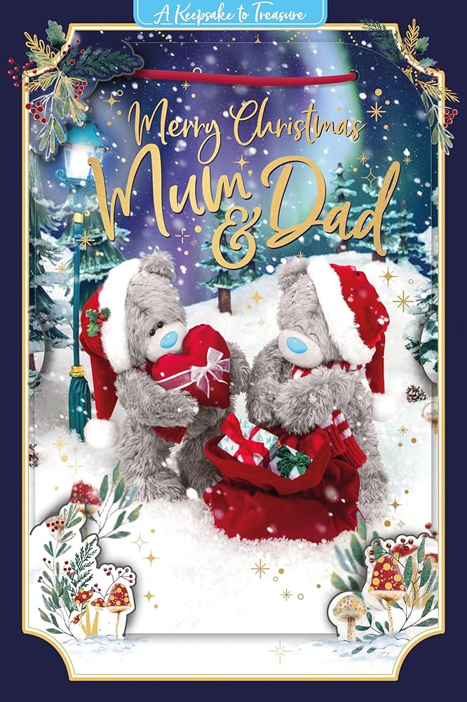 Bears With Gifts Mum And Dad 3D Christmas Keepsake Card