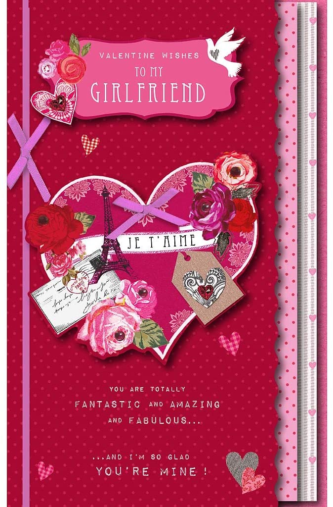 Valentine Wishes To My Girlfriend With Purple Ribbon Finished Valentine's Day Card