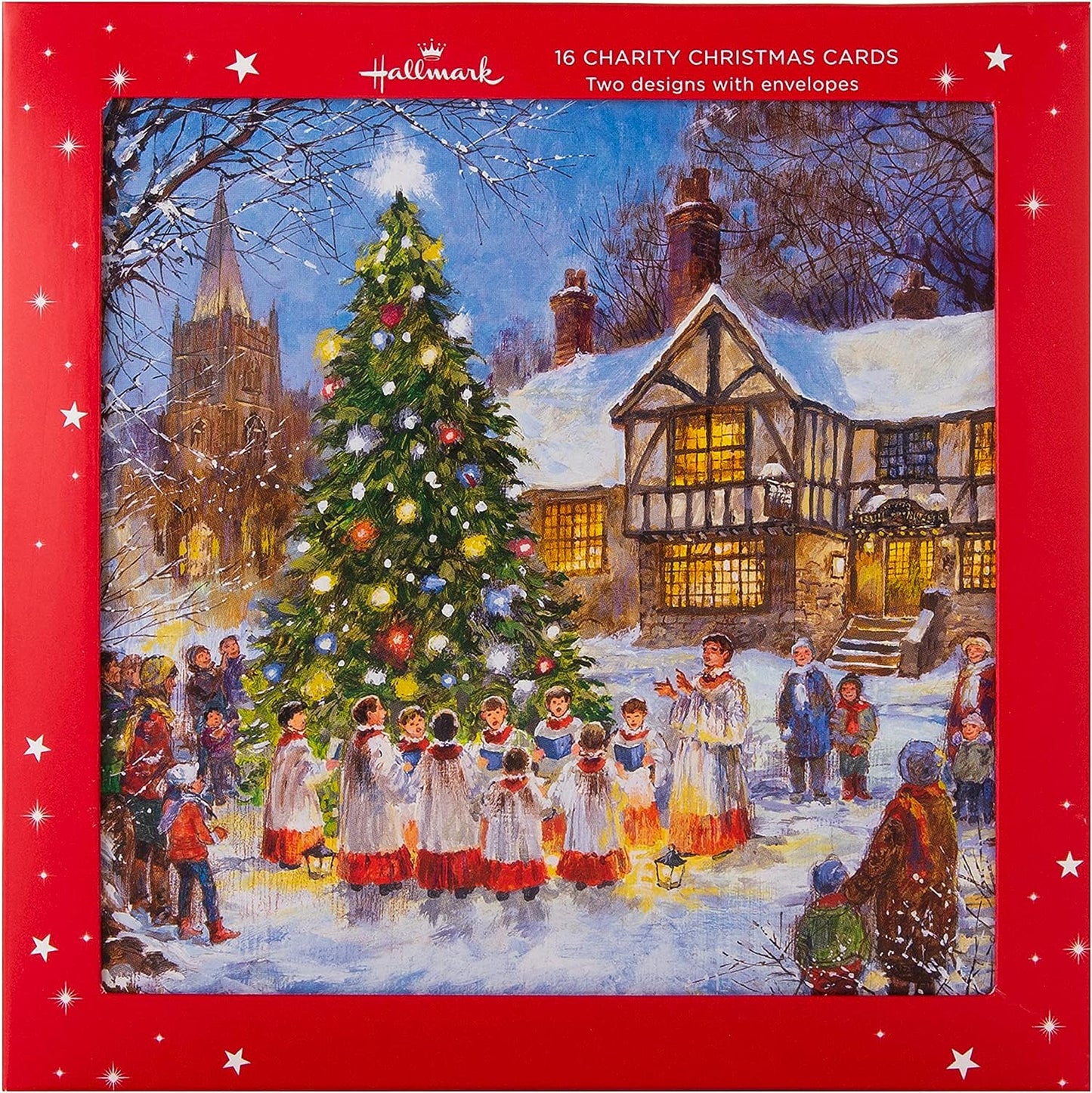 2 Festive Scene Designs Pack of 16 Charity Christmas Cards