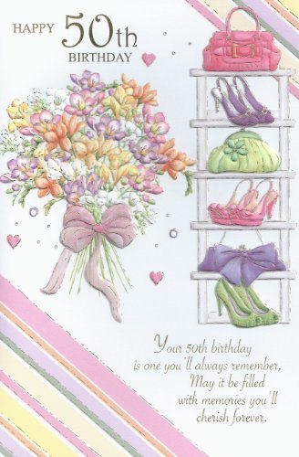 Happy 50th Birthday Woman Accessories Design Greeting Card