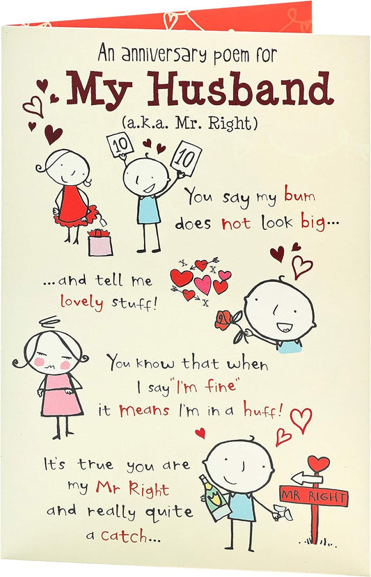 Cute Poem Husband Wedding Anniversary Card