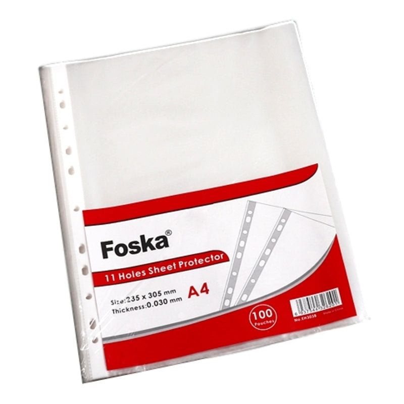 100 A4 Punched Pocket Clear Sleeves